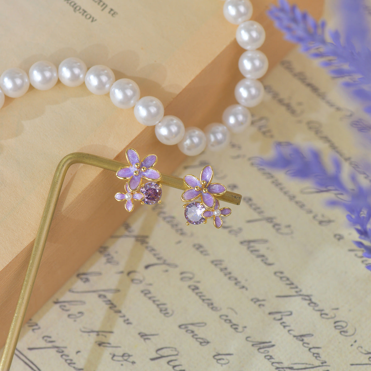 Boucles d'oreilles Lilas violettes