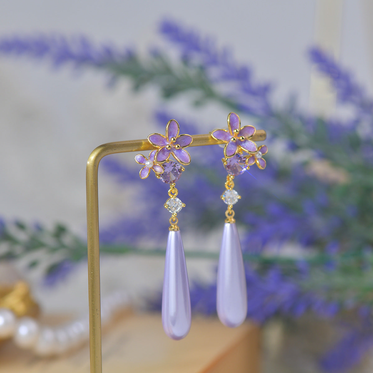 Boucles d'oreilles Lilas violettes