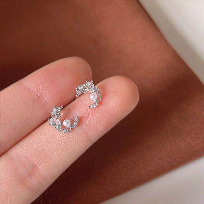 Pearly Moon Stud Earrings