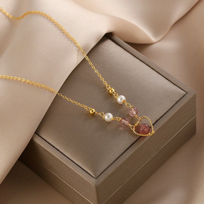 Rose Quartz Heart Necklace (Solid Silver)
