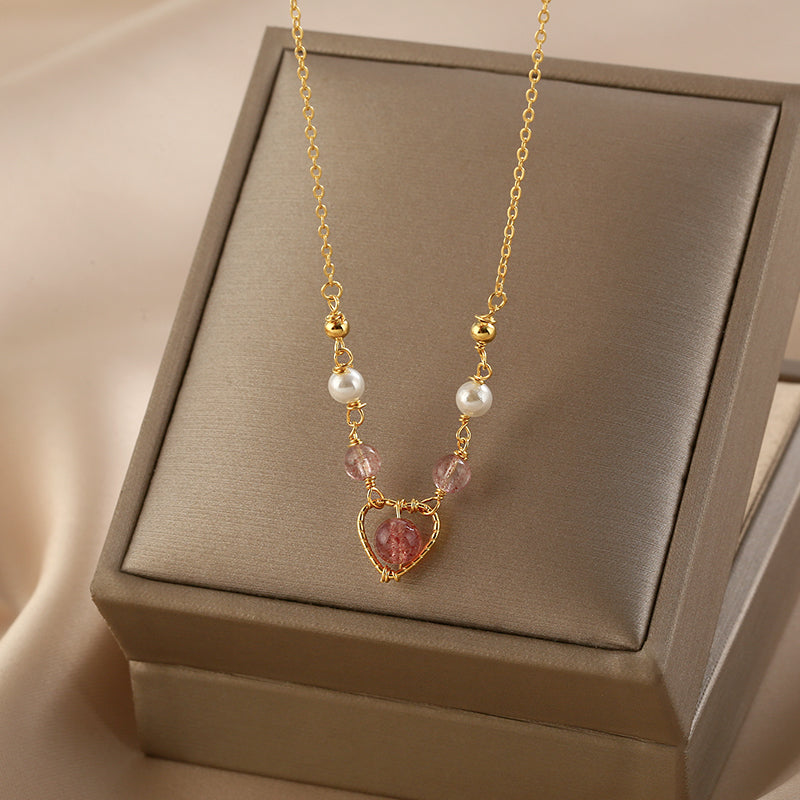 Rose Quartz Heart Necklace (Solid Silver)