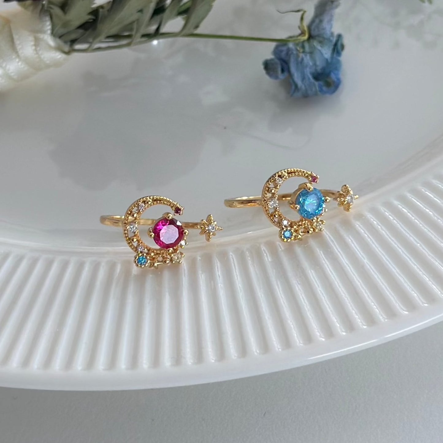 Pink Moon and Star Ring - Jodie