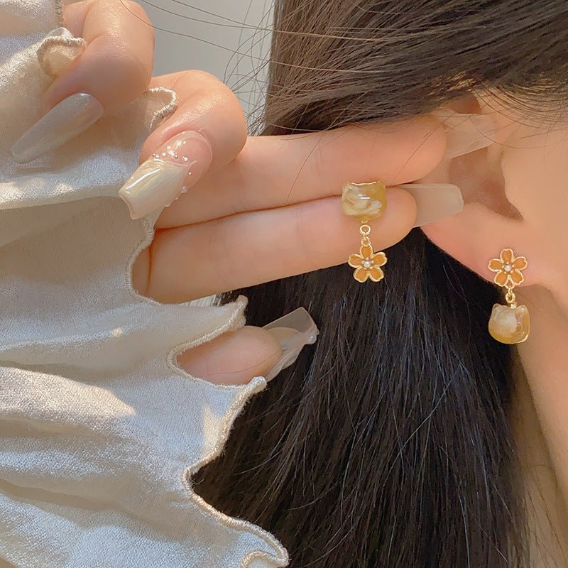 Amber Cat Earrings - Gold - Plated - Abbott Atelier