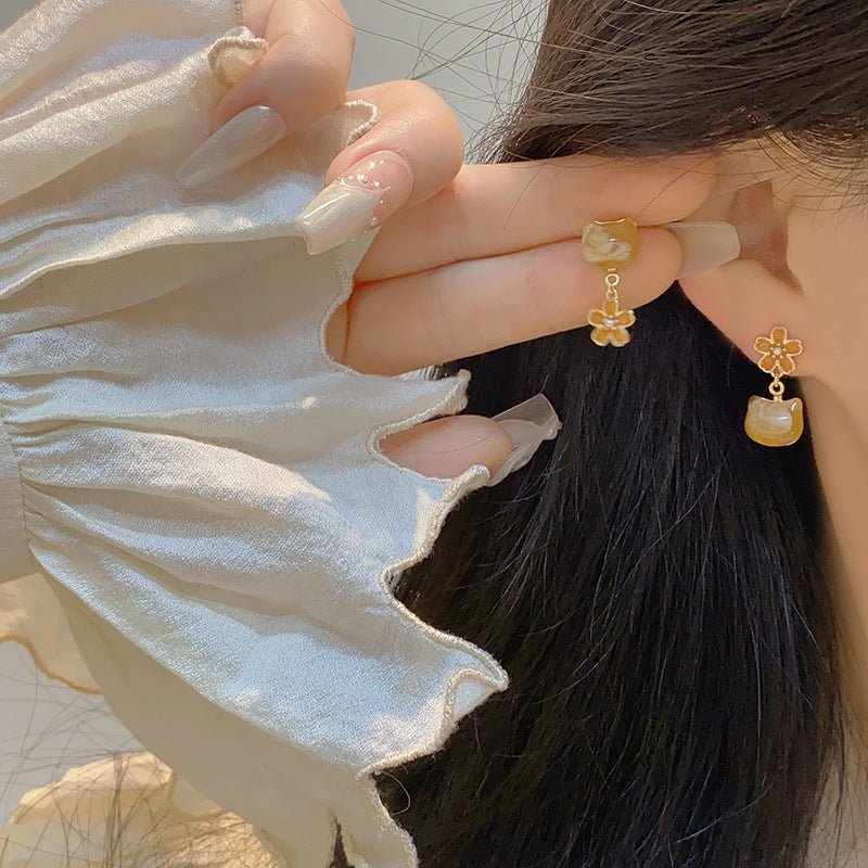 Amber Cat Earrings - Gold - Plated - Abbott Atelier