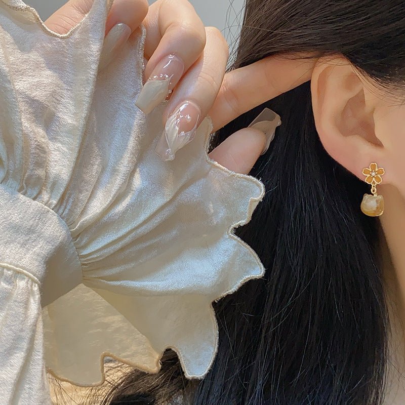 Amber Cat Earrings - Gold - Plated - Abbott Atelier