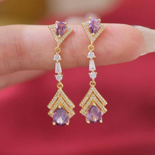 Amethyst Baroque Drop Earrings - Hypoallergenic - Abbott Atelier