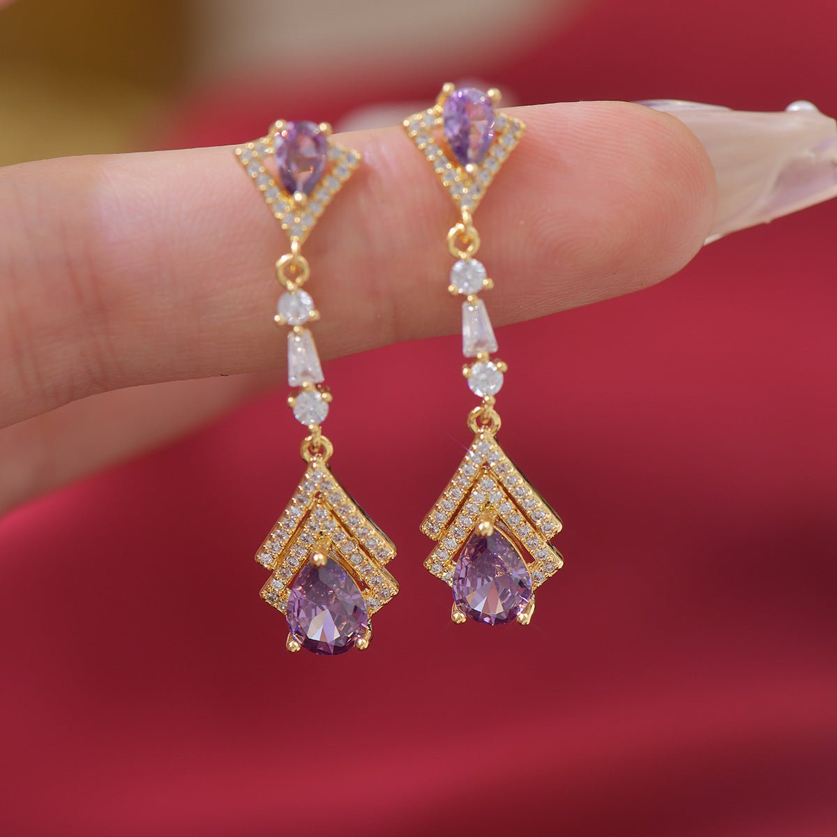Amethyst Baroque Drop Earrings - Hypoallergenic - Abbott Atelier