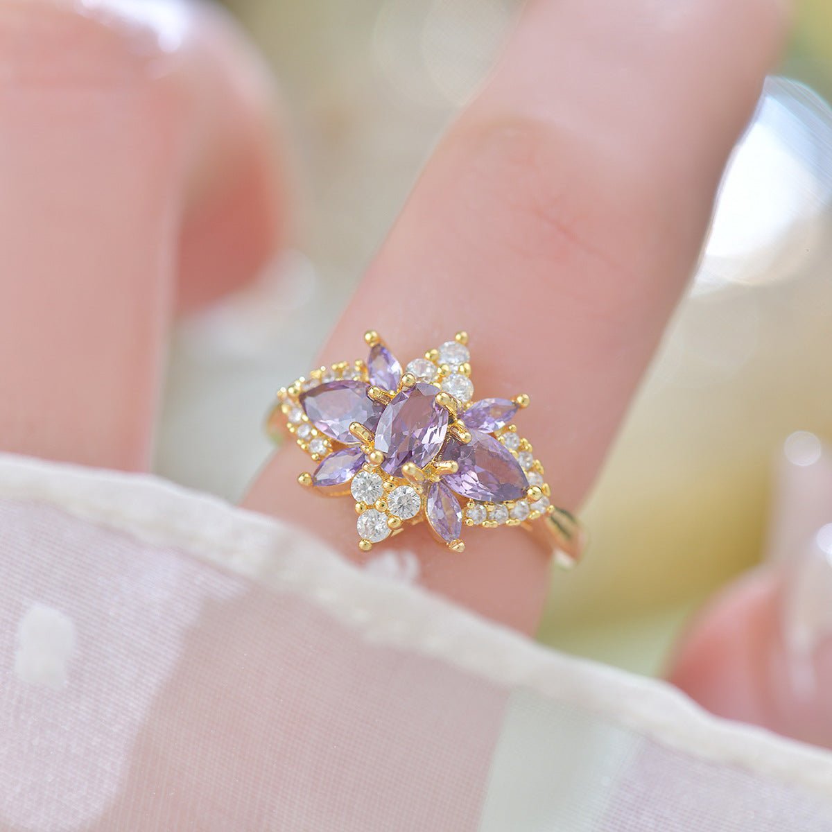 Amethyst Blossom Ring - Gold - Plated - Abbott Atelier