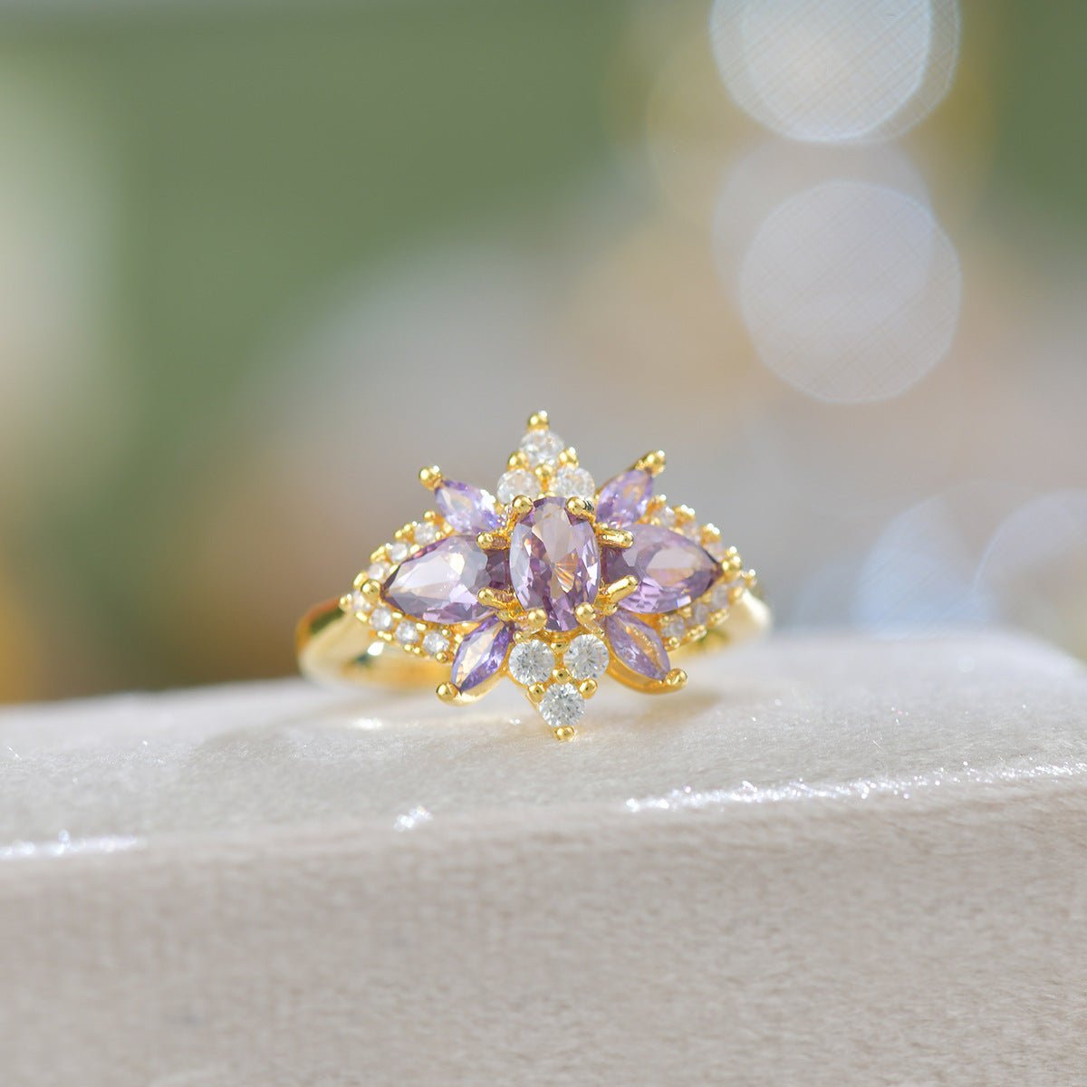 Amethyst Blossom Ring - Gold - Plated - Abbott Atelier