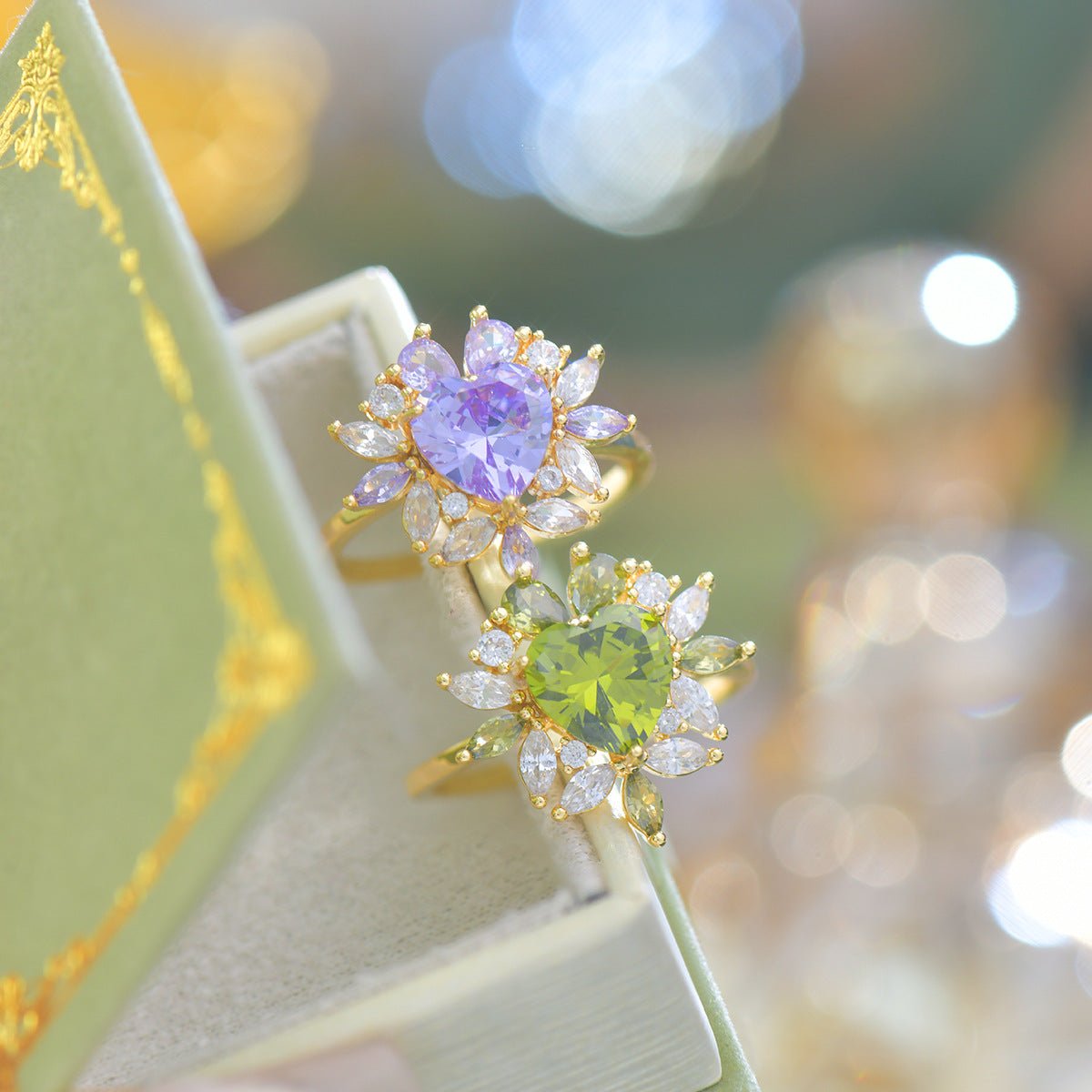 Amethyst Fleur Heart Ring - Gold - Plated - Abbott Atelier