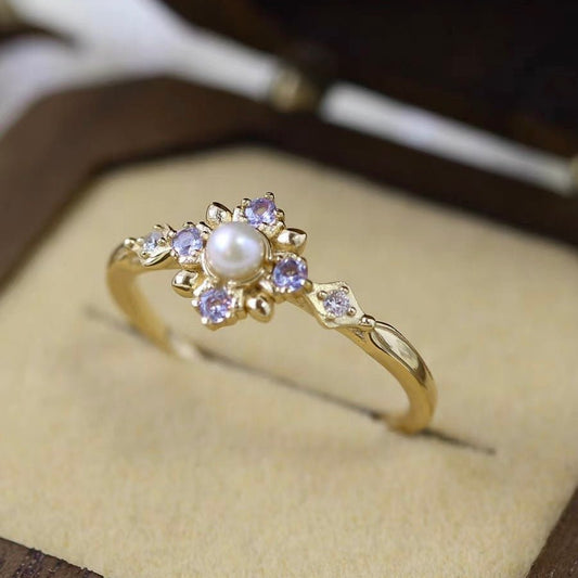 Amethyst Pearl Ring - Gold - Plated - Abbott Atelier