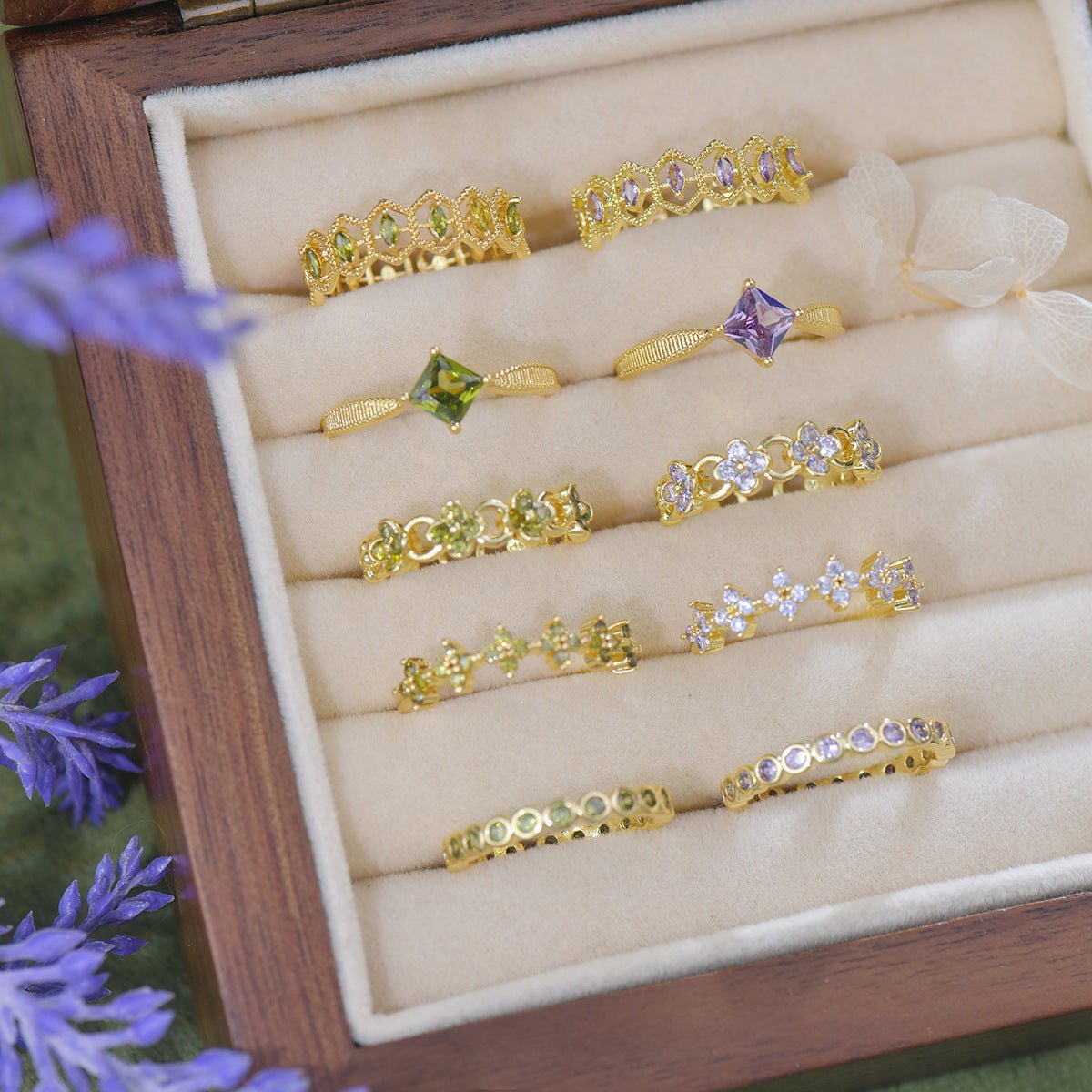 Amethyst Princess Solitaire Ring - Gold - Plated - Abbott Atelier