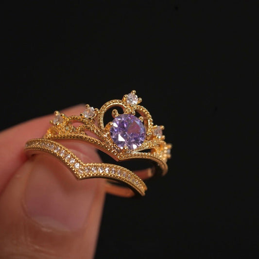 Amethyst Tiara Ring Set - Gold - Plated - Abbott Atelier