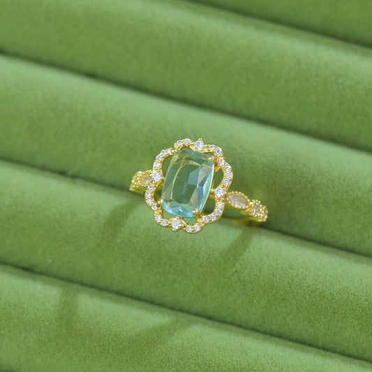 Aqua Fleur Royale Ring - Gold - Plated - Abbott Atelier