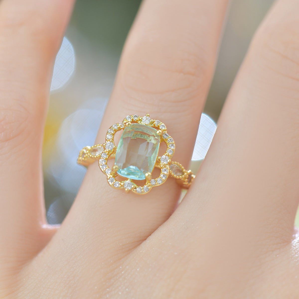 Aqua Fleur Royale Ring - Gold - Plated - Abbott Atelier