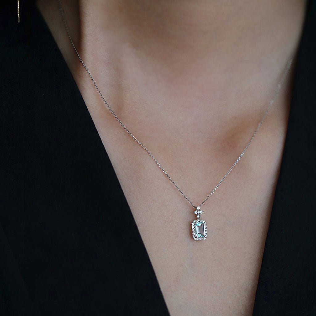 Aquamarine Necklace (Solid Silver) - Hypoallergenic - Abbott Atelier