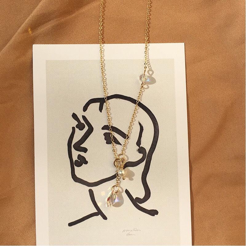 Austrian Crystal & Pearl Necklace - Gold - Filled - Abbott Atelier