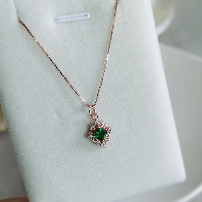 Baroque Emerald Necklace (Solid Silver) - Hypoallergenic - Abbott Atelier