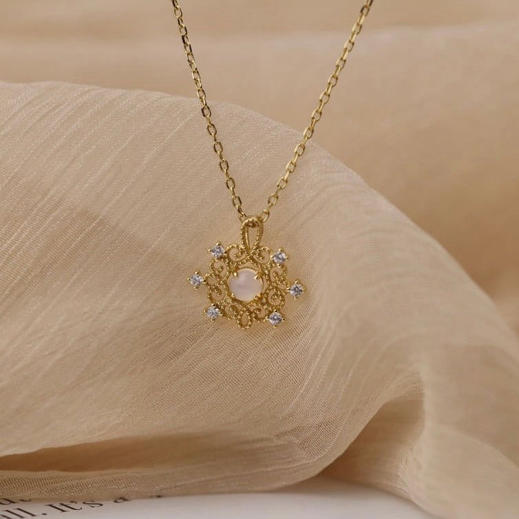 Baroque Moonstone Necklace - Alice (Solid Silver) - Hypoallergenic - Abbott Atelier