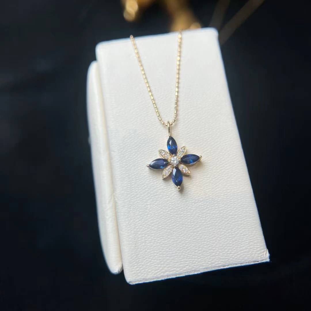 Blue Blossom Necklace (Solid Silver) - Hypoallergenic - Abbott Atelier
