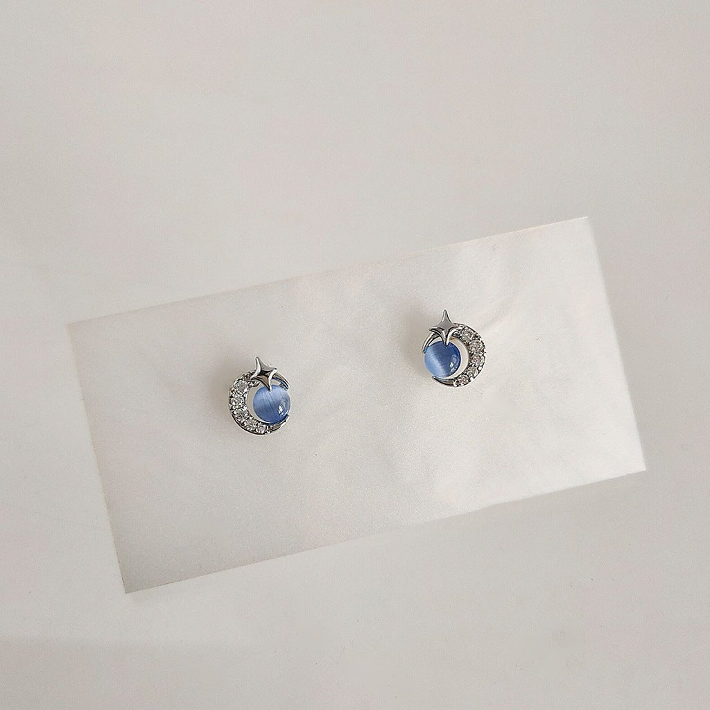 Blue Moonlight Stud Earrings - Hypoallergenic - Abbott Atelier