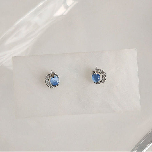 Blue Moonlight Stud Earrings - Hypoallergenic - Abbott Atelier