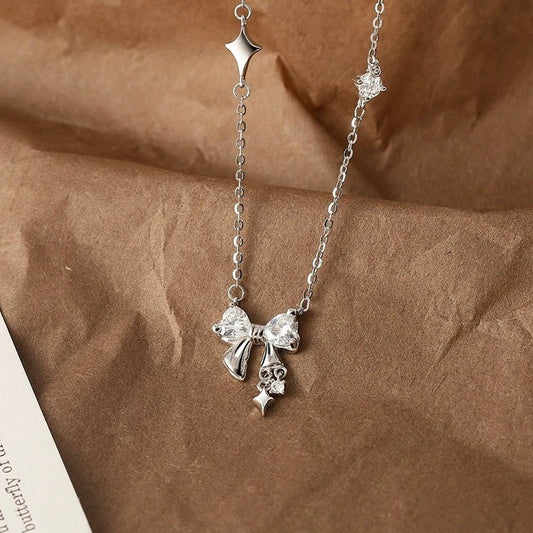 Bow Necklace (Solid Silver) - Caroline - Hypoallergenic - Abbott Atelier