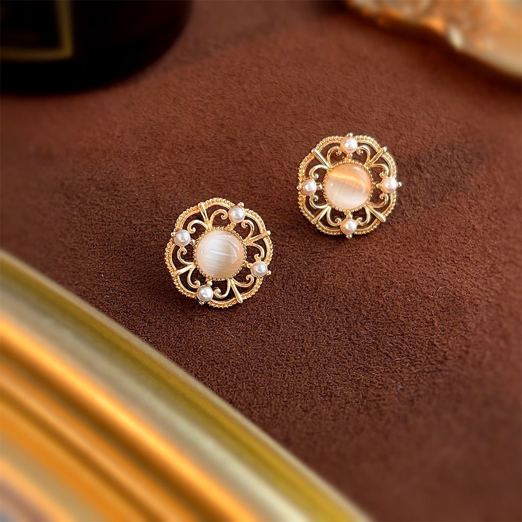 Cat's Eye Opal Stud Earrings - Hypoallergenic - Abbott Atelier