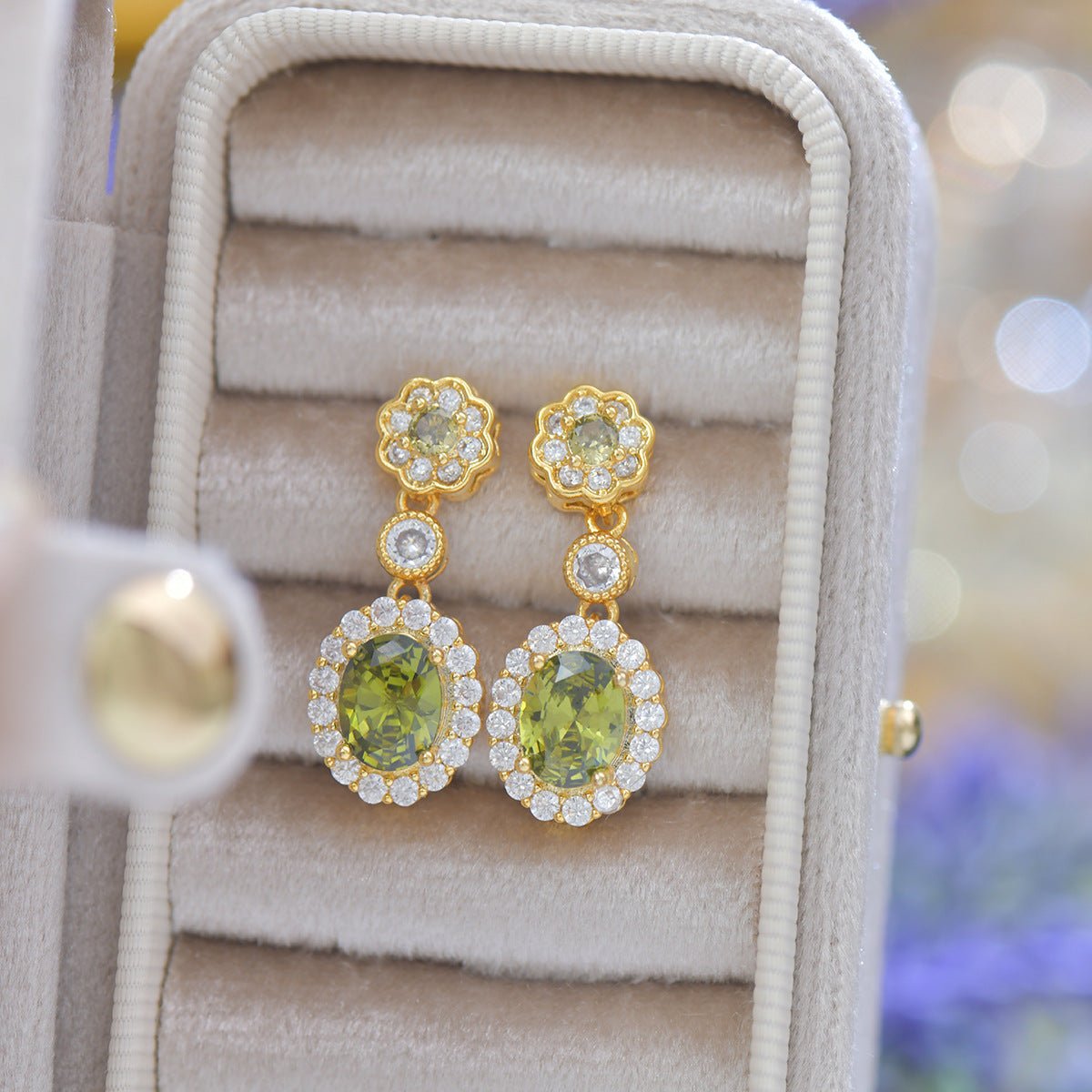 Celine Peridot Earrings - Gold - Plated - Abbott Atelier