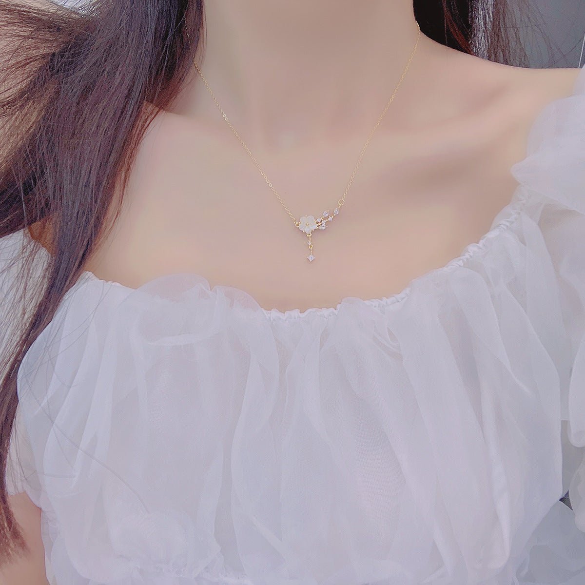 Cherry Blossom Necklace - Gold - Plated - Abbott Atelier