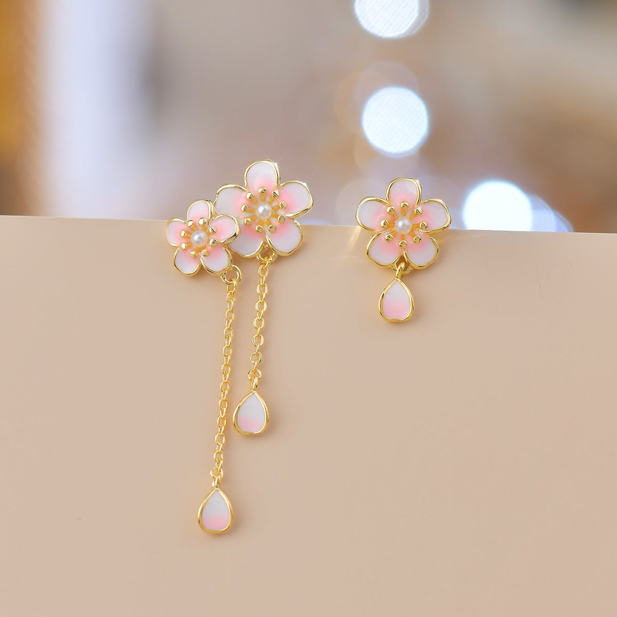 Cherry Blossom Rain Earrings - Gold - Plated - Abbott Atelier