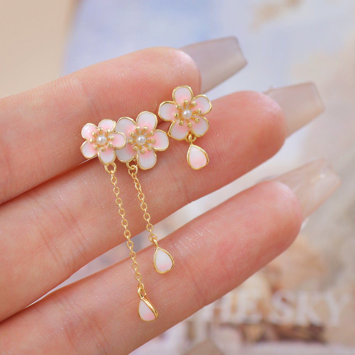 Cherry Blossom Rain Earrings - Gold - Plated - Abbott Atelier