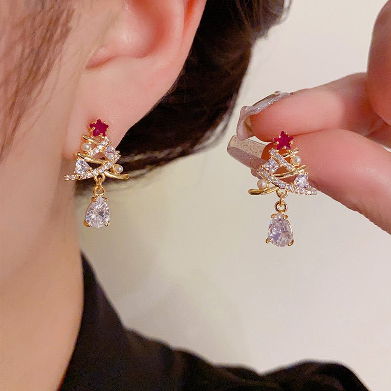 Christmas Tree Pink Star Earrings - Hypoallergenic - Abbott Atelier