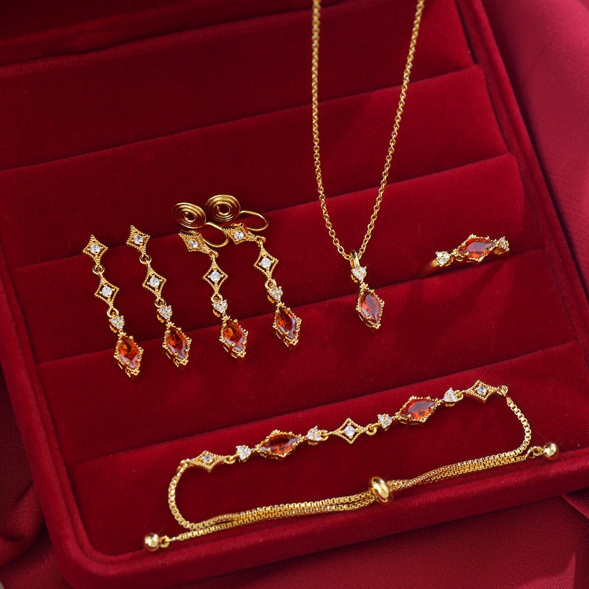 Crimson Lattice Necklace - Gold Plated - Abbott Atelier