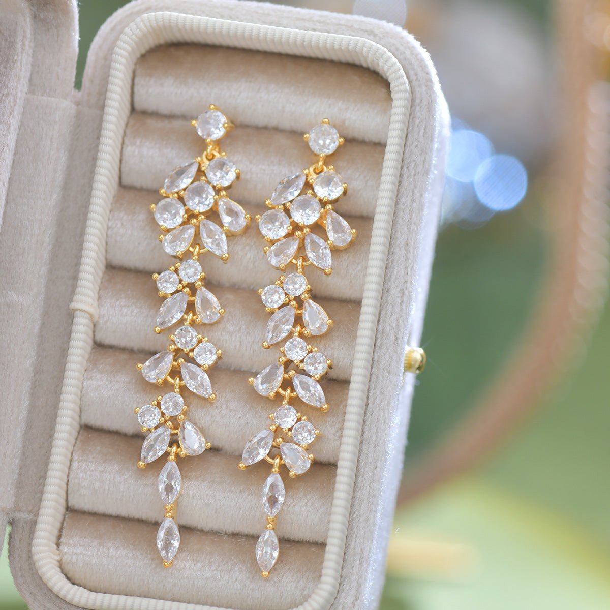 Crystal Cascade Earrings in Gold - Hypoallergenic - Abbott Atelier