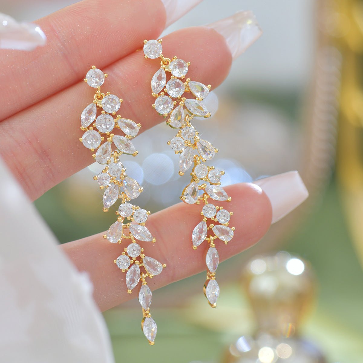 Crystal Cascade Earrings in Gold - Hypoallergenic - Abbott Atelier