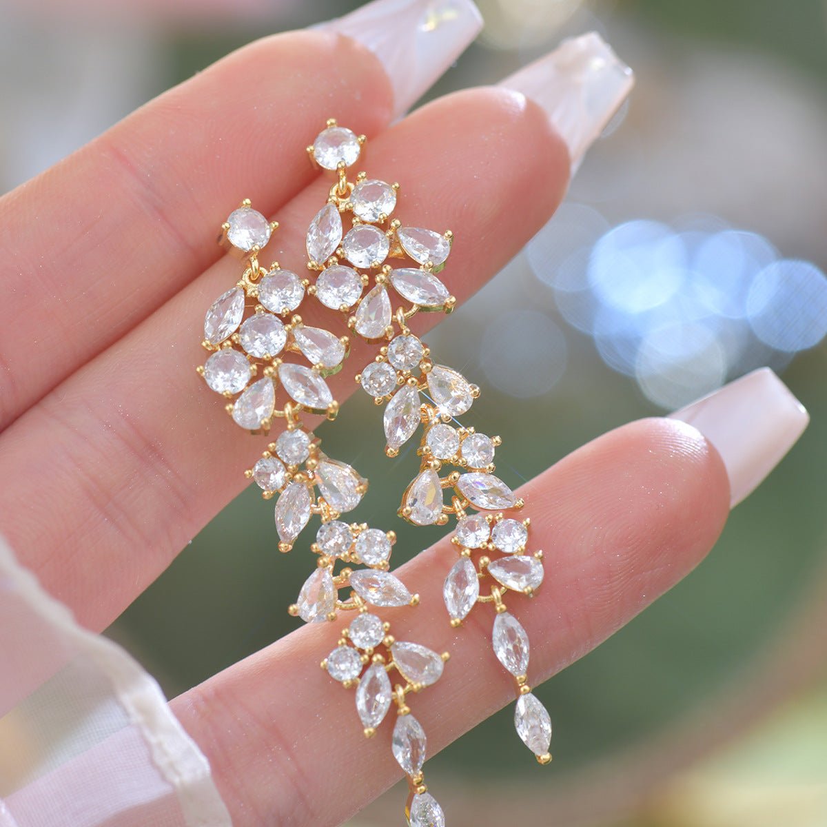 Crystal Cascade Earrings in Gold - Hypoallergenic - Abbott Atelier