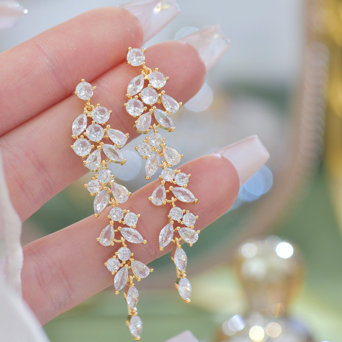 Crystal Cascade Earrings in Gold - Hypoallergenic - Abbott Atelier