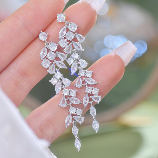 Crystal Cascade Earrings in Silver - Hypoallergenic - Abbott Atelier