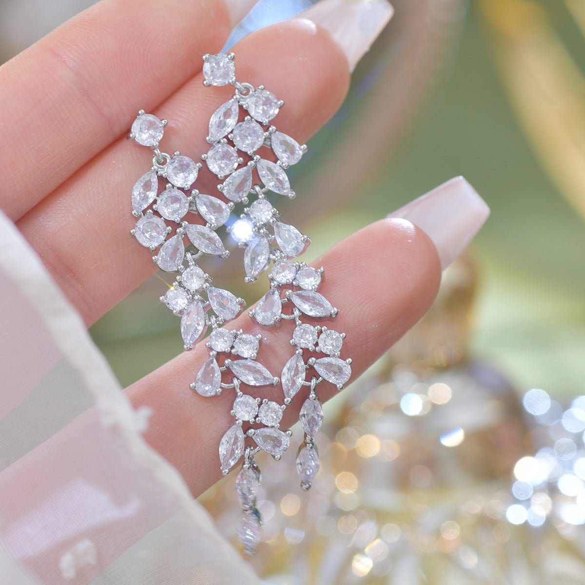 Crystal Cascade Earrings in Silver - Hypoallergenic - Abbott Atelier