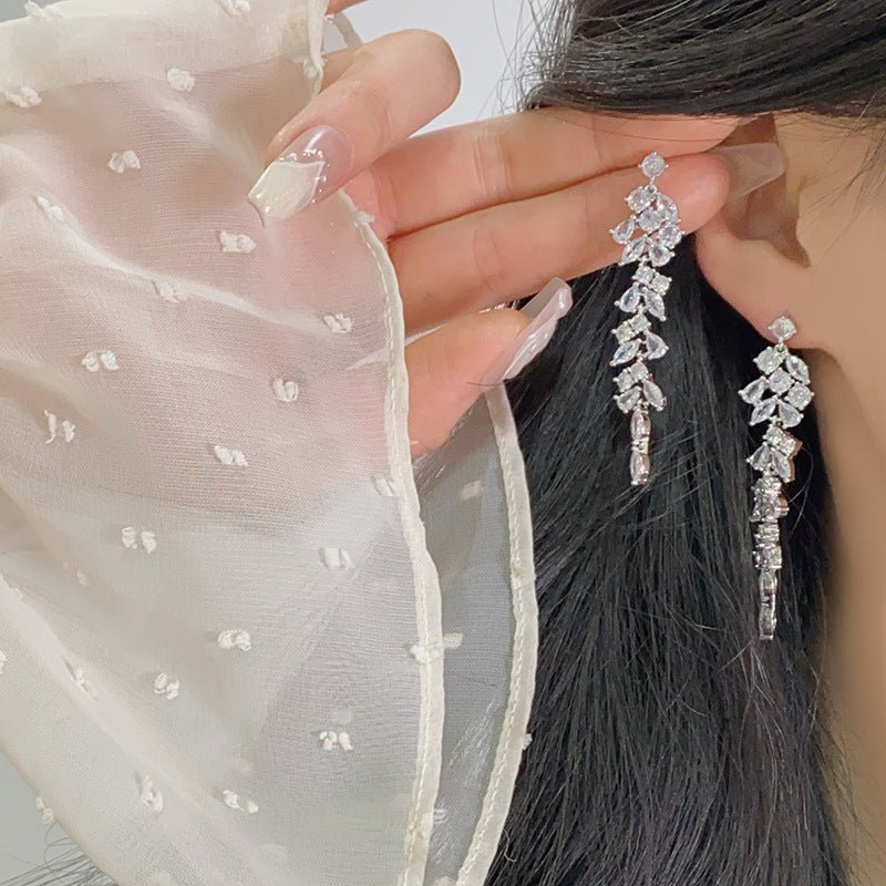 Crystal Cascade Earrings in Silver - Hypoallergenic - Abbott Atelier