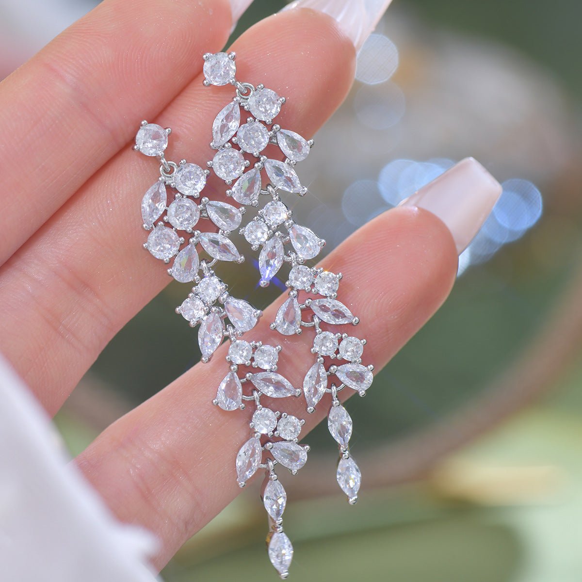 Crystal Cascade Earrings in Silver - Hypoallergenic - Abbott Atelier