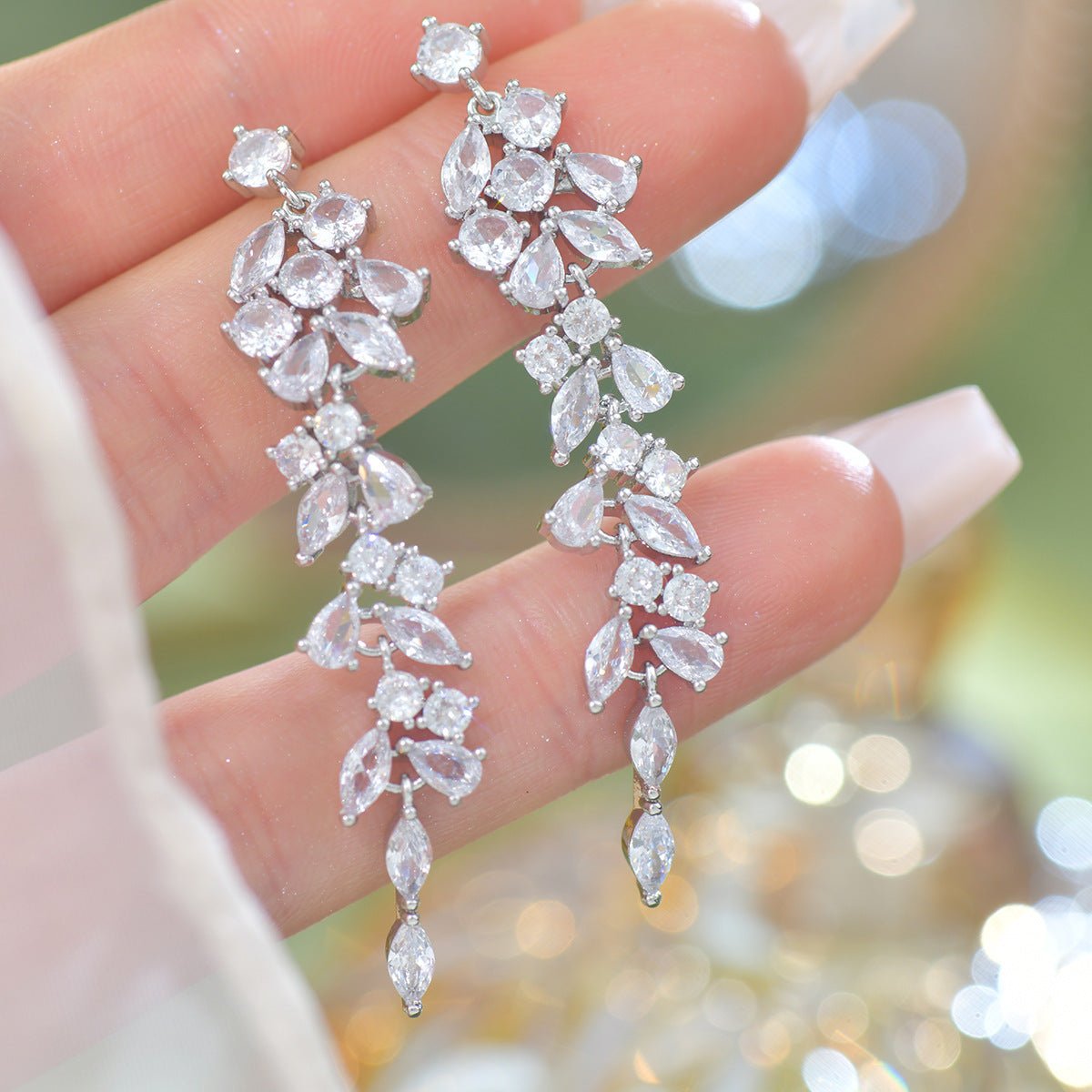 Crystal Cascade Earrings in Silver - Hypoallergenic - Abbott Atelier