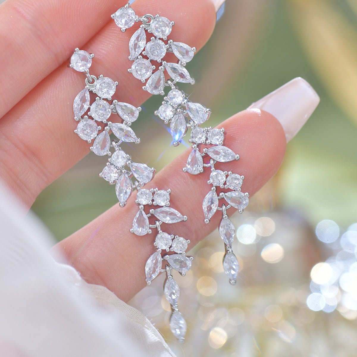 Crystal Cascade Earrings in Silver - Hypoallergenic - Abbott Atelier
