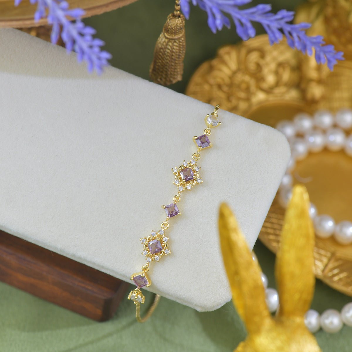 Daphne Bracelet in Purple - Gold Plated - Abbott Atelier