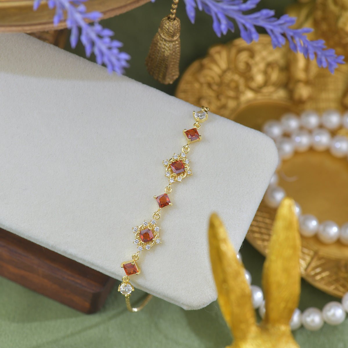 Daphne Bracelet in Red - Gold Plated - Abbott Atelier