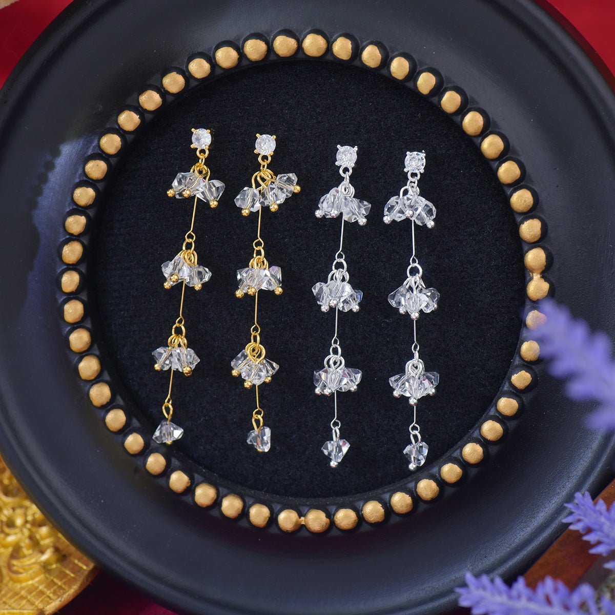 Elara Crystal Earrings in Silver - Hypoallergenic - Abbott Atelier