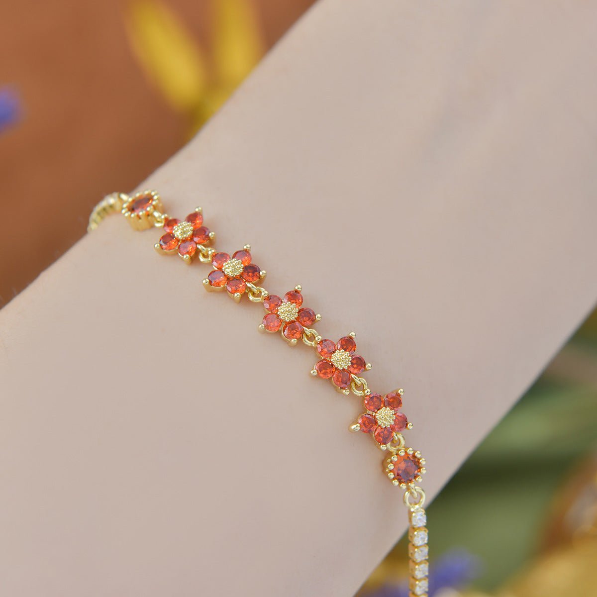 Elaria Bracelet in Red - Gold Plated - Abbott Atelier