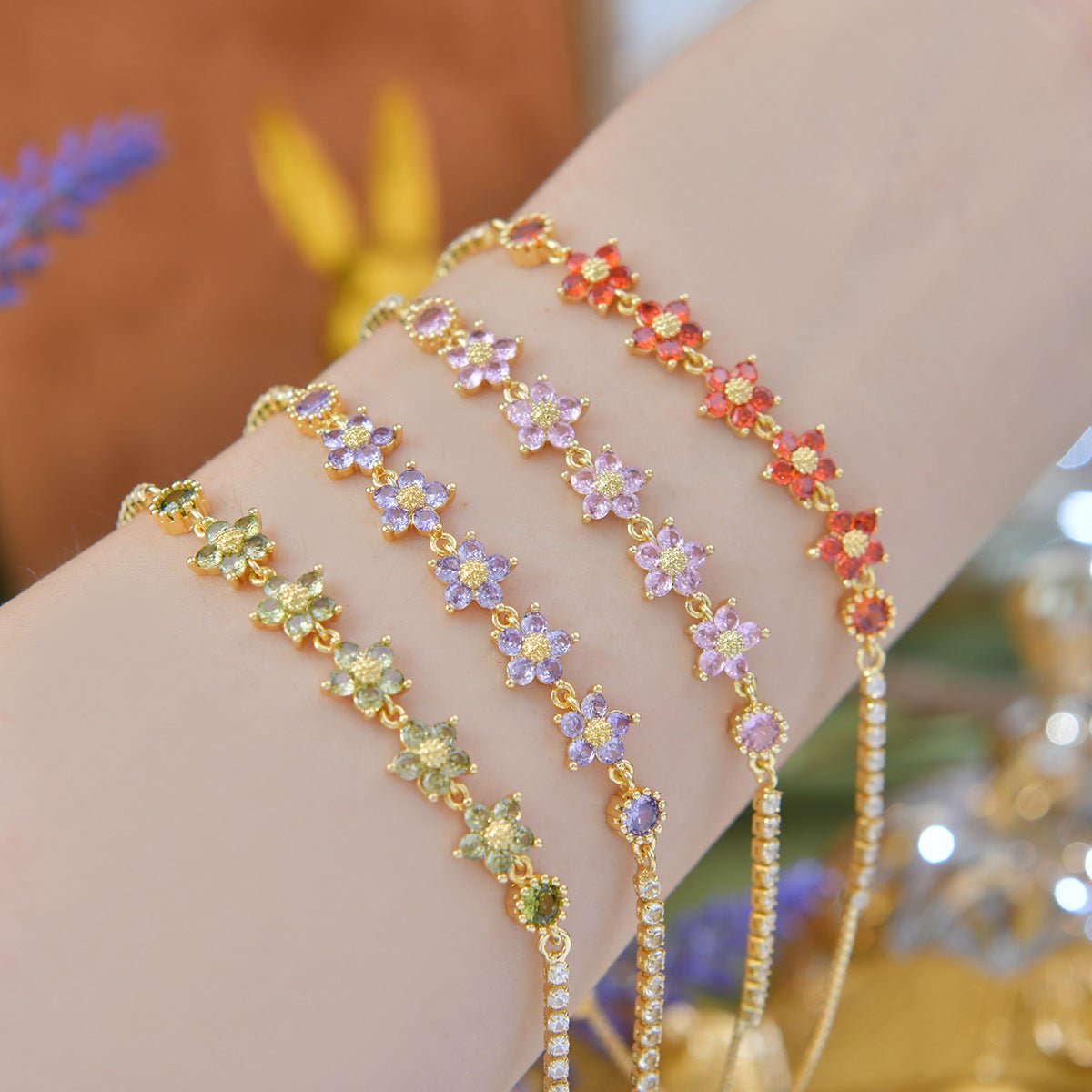 Elaria Bracelet in Red - Gold Plated - Abbott Atelier