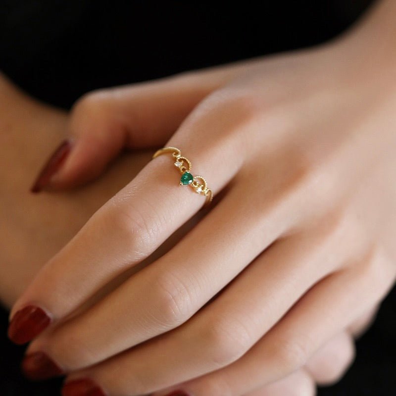 Emerald Flourish Ring - Gold - Plated - Abbott Atelier
